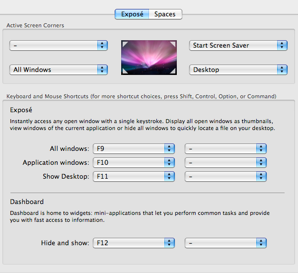 Mac Basics Tutorial: Spaces, Exposé, Quick Look mac basics expose settings - Mac Basics Tutorial: Spaces, Exposé, Quick Look