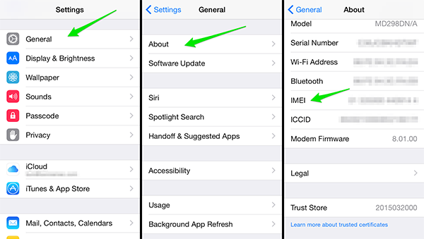 IMEI and MEID in the Settings -> About Menu How to Check IMEI/MEID and ESN IMEI and MEID in the Settings -> About Menu How to Check IMEI/MEID and ESN