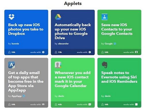 applets ifttt service