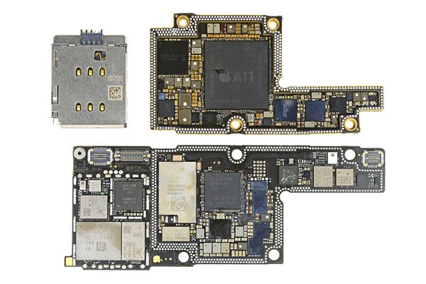 iPhone X Teardown: Two Batteries, Kinect-like Camera System iphone x board - iPhone X Teardown: Two Batteries, Kinect-like Camera System