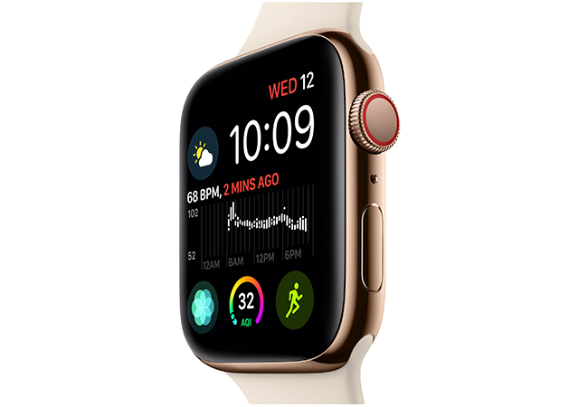 The Apple Watch Series 4 brings along a 30 percent larger display and therefore comes in two sizes — 40mm and 44mm The Apple Watch Series 4 brings along a 30 percent larger display and therefore comes in two sizes — 40mm and 44mm