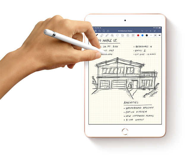 Apple Pencil support for the new iPad mini provide even more versatility for taking notes, editing photos and capturing ideas on the go. Apple Pencil support for the new iPad mini provide even more versatility for taking notes, editing photos and capturing ideas on the go.